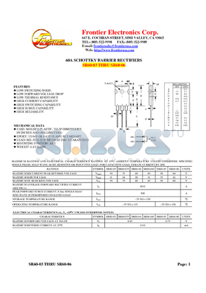 SR60-03 datasheet - 60A SCHOTTKY BARRIER RECTIFIERS