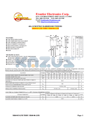 SR60-035-LFR datasheet - 60A SCHOTTKY BARRIER RECTIFIERS