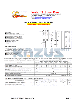 SR60-04-LFR datasheet - 60A SCHOTTKY BARRIER RECTIFIERS