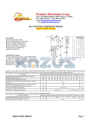 SR60-045 datasheet - 60A SCHOTTKY BARRIER RECTIFIERS