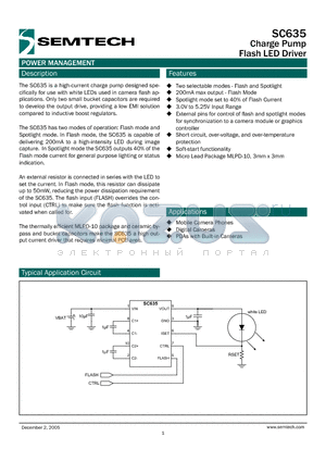 SC635 datasheet - Charge Pump Flash LED Driver