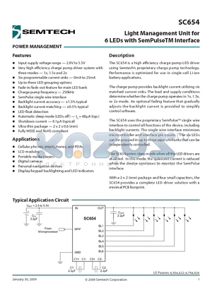 SC654EVB datasheet - Light Management Unit for 6 LEDs with SemPulseTM Interface