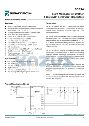 SC654ULTRT datasheet - Light Management Unit for 6 LEDs with SemPulseTM Interface