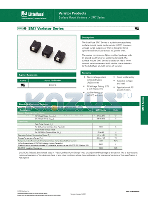 V385SM7 datasheet - Surface Mount Varistors