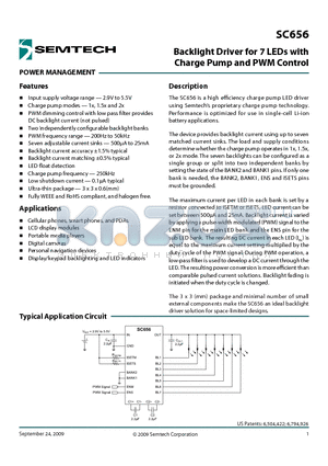 SC656ULTRT datasheet - Backlight Driver for 7 LEDs with Charge Pump and PWM Control