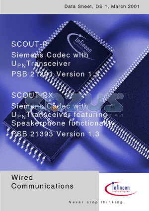 PSB21391 datasheet - Siemens Codec with UPNTransceiver