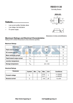 RB551V-30 datasheet - Schottky Diodes