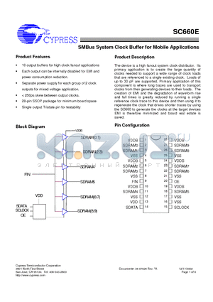 SC660E datasheet - SMBus System Clock Buffer for Mobile Applications