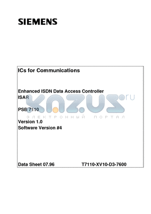 PSB7110 datasheet - Enhanced ISDN Data Access Controller ISAR