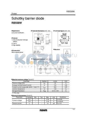 RB558W datasheet - Schottky barrier diode