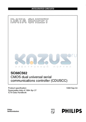 SC68C562 datasheet - CMOS dual universal serial communications controller CDUSCC