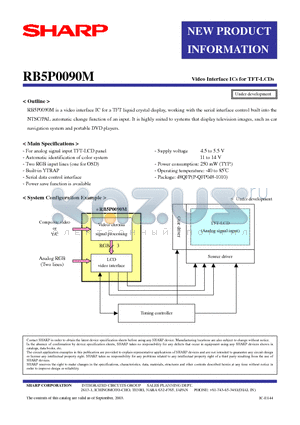 RB5P0090M datasheet - Video Interface ICs for TFT-LCDs