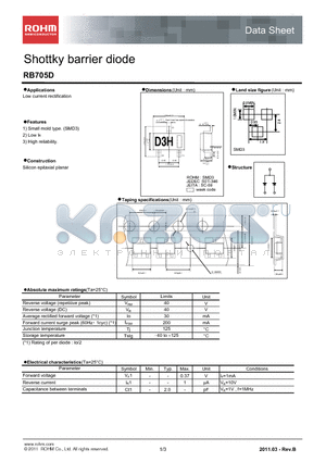 RB705D datasheet - Shottky barrier diode