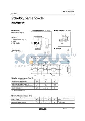 RB706D-40 datasheet - Schottky barrier diode