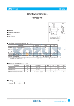 RB706D-40 datasheet - Schottky barrier diode