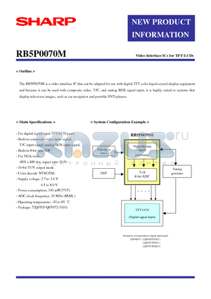 RB5P0010M datasheet - Video Interface ICs for TFT-LCDs