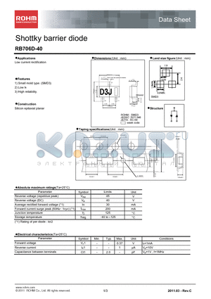 RB706D-40_11 datasheet - Shottky barrier diode