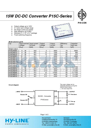 P15C24S12 datasheet - 15W DC-DC Converter P15C-Series