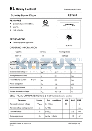 RB715F datasheet - Schottky Barrier Diode