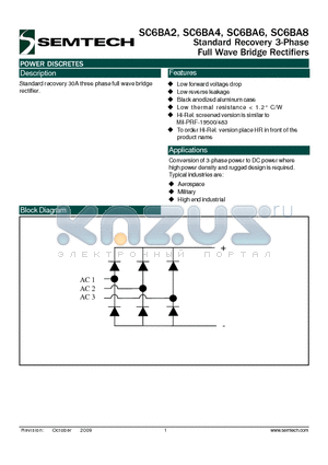 SC6BA2_1 datasheet - Standard Recovery 3-Phase Full Wave Bridge Rectifiers