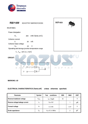 RB715W datasheet - SCHOTTKY BARRIER DIODE