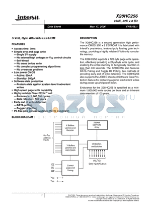 X28HC256D-12 datasheet - 5 Volt, Byte Alterable EEPROM