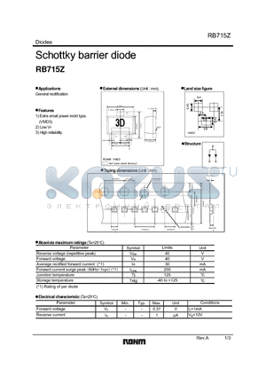 RB715Z datasheet - Schottky barrier diode