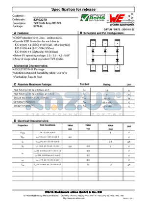 SC70-6L datasheet - TVS Diode Array WE-TVS