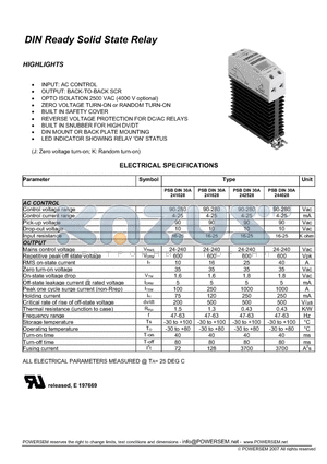 PSBDIN30A241628 datasheet - DIN Ready Solid State Relay