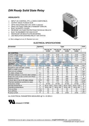 PSBDIN30D242500 datasheet - DIN Ready Solid State Relay