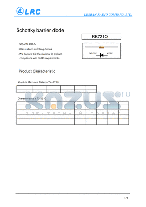 RB721Q datasheet - Schottky barrier diode Glass silicon switching diodes