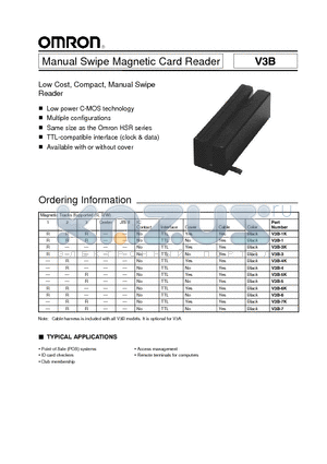 V3B-4 datasheet - Manual Swipe Magnetic Card Reader