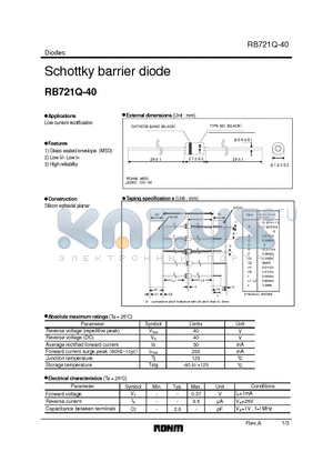 RB721Q-40 datasheet - Schottky barrier diode