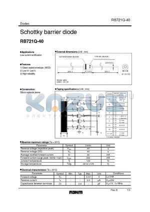 RB721Q-40 datasheet - Schottky barrier diode