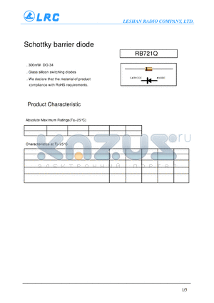 RB721Q_11 datasheet - Schottky barrier diode Glass silicon switching diodes