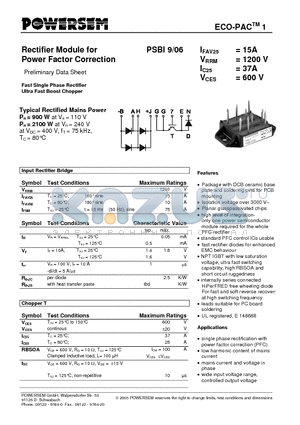 PSBI9 datasheet - Rectifier Module for Power Factor Correction