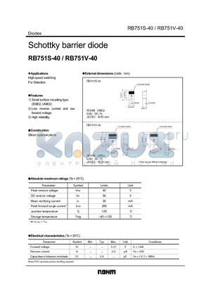 RB751 datasheet - Schottky barrier diode