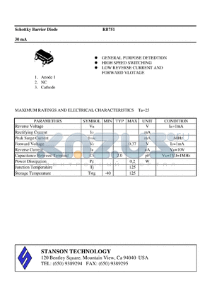 RB751 datasheet - Schottky Barrier Diode