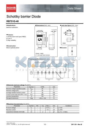 RB751G-40_11 datasheet - Schottky barrier Diode