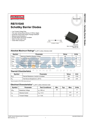 RB751S40_08 datasheet - Schottky Barrier Diodes