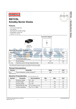 RB751SL datasheet - Schottky Barrier Diodes