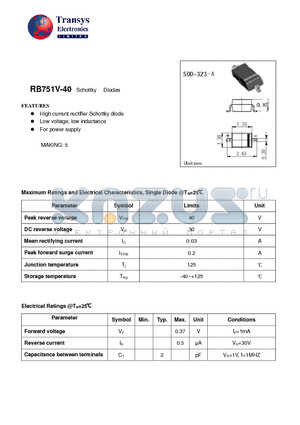 RB751V-40 datasheet - Schottky Diodes
