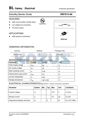 RB751V-40 datasheet - Schottky Barrier Diode