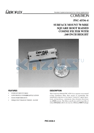 PSC-4536-4 datasheet - SURFACE MOUNT 70 MHZ SQUARE ROOT RAISED COSINE FILTER WITH .160 INCH HEIGHT