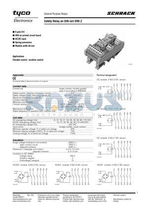 SR6ZA730 datasheet - Safety Relay on DIN-rail SR6 Z