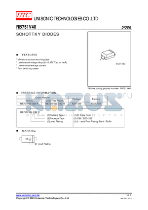 RB751V40 datasheet - SCHOTTKY DIODES