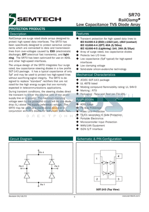SR70.TG datasheet - RailClamp^ Low Capacitance TVS Diode Array