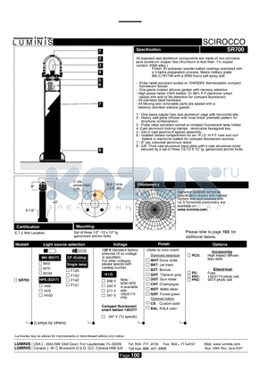 SR700 datasheet - Ceiling mount