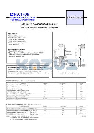SR730CSDP datasheet - SCHOTTKY BARRIER RECTIFIER VOLTAGE 30 Volts CURRENT 7.0 Amperes