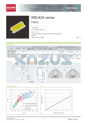 SMLK34WBECW datasheet - High heat radiation package from ROHM original flat frame structure
